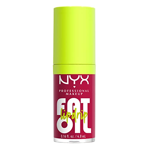 NYX PROFESSIONAL MAKEUP Fat Oil Lip Drip, Moisturizing Lip Oil Gloss, Vegan Tinted Formula, Up to 12 HR Hydration - Newsfeed (Rose Nude)