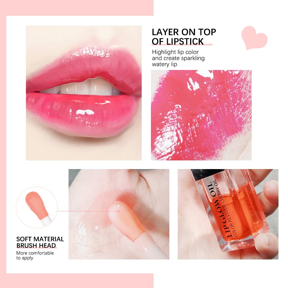 Sokgo Hydrating Lip Glow Oil, Plumping Lip Gloss, Moisturizing Lip Oil Gloss, Transparent Moisturizing Lip Balm, Natural Lip Plumper, Lip Plumper Gloss Make Lips Fuller and Moisturizing (Rosewood)