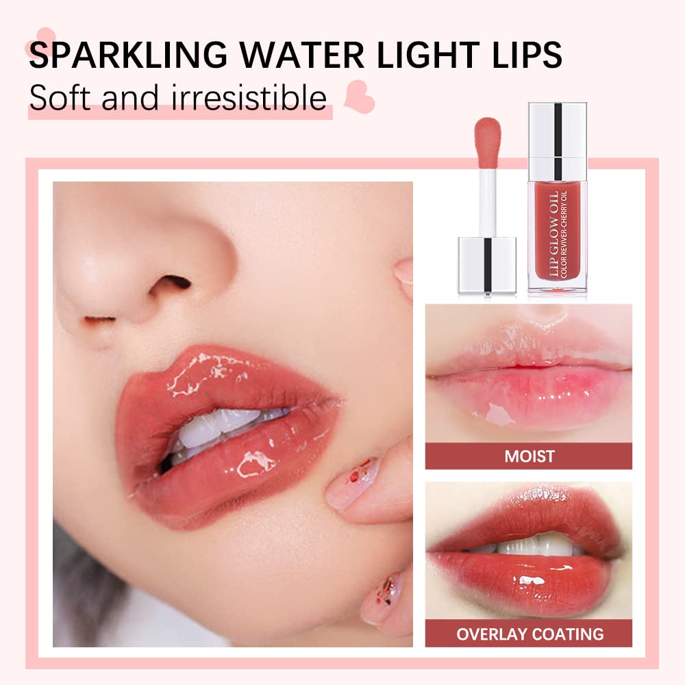 Sokgo Hydrating Lip Glow Oil, Plumping Lip Gloss, Moisturizing Lip Oil Gloss, Transparent Moisturizing Lip Balm, Natural Lip Plumper, Lip Plumper Gloss Make Lips Fuller and Moisturizing (Rosewood)