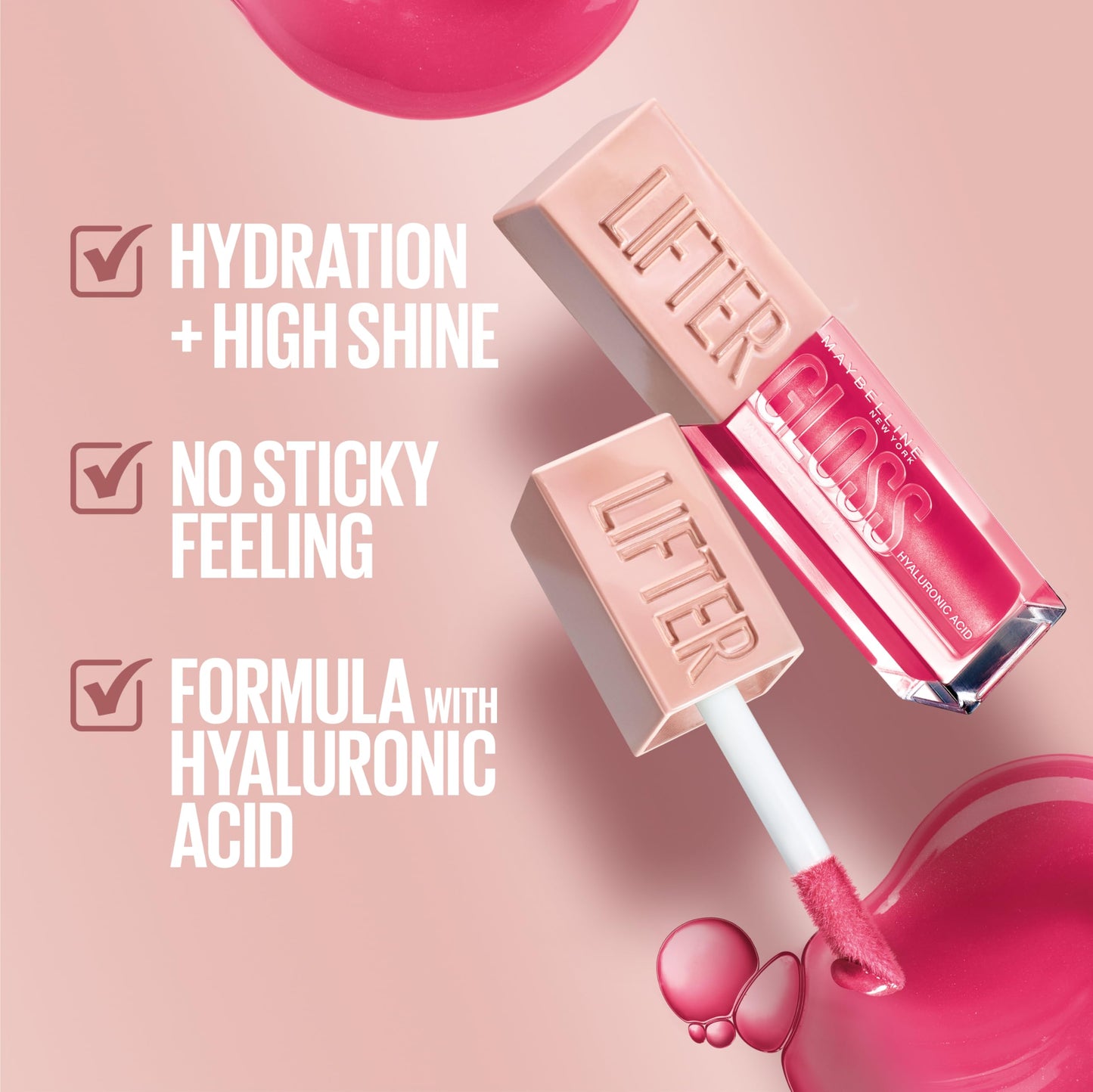 Maybelline Lifter Gloss, Hydrating Lip Gloss with Hyaluronic Acid, Ice, Pink Neutral, 0.18 Ounce