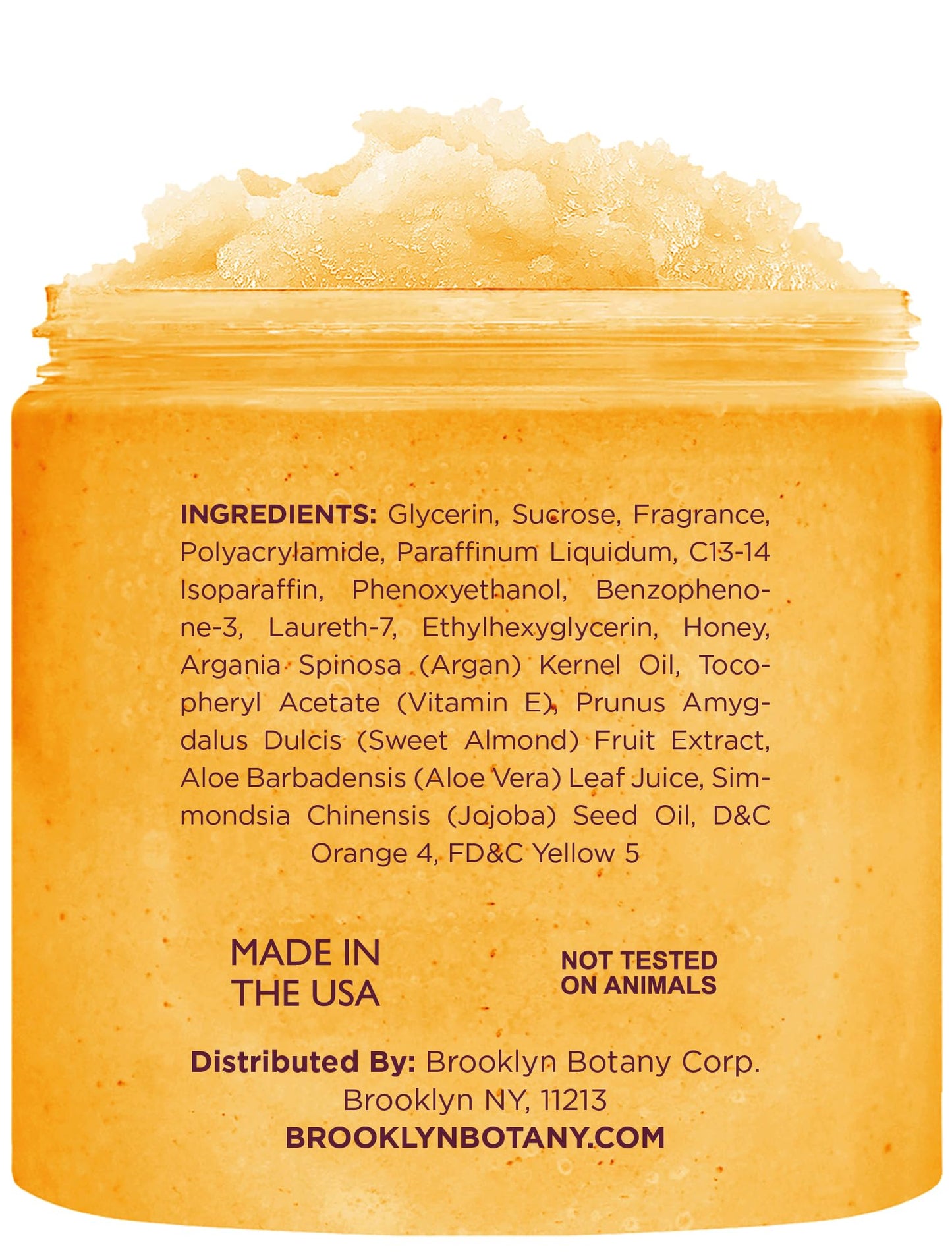 Brooklyn Botany Peach Bellini Honey Sugar Scrub for Body 10 oz – Deeply Hydrating and Gently Exfoliating Body Scrub for Women and Men – Moisturizing and Nourishing the Skin