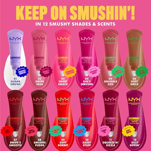NYX PROFESSIONAL MAKEUP Smushy Matte Lip Balm, Tinted Lip Moisturizer with Soft, Matte Finish - Sugar Smush (Transparent)